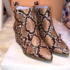 Women's Valerie Snake Print City Ankle Bootie - A New Day Taupe/Snake , Size 6